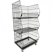 Utility Shelves Mobile Shelving Unit Organizer with 3Large Storage Baskets for Supermarket Stores